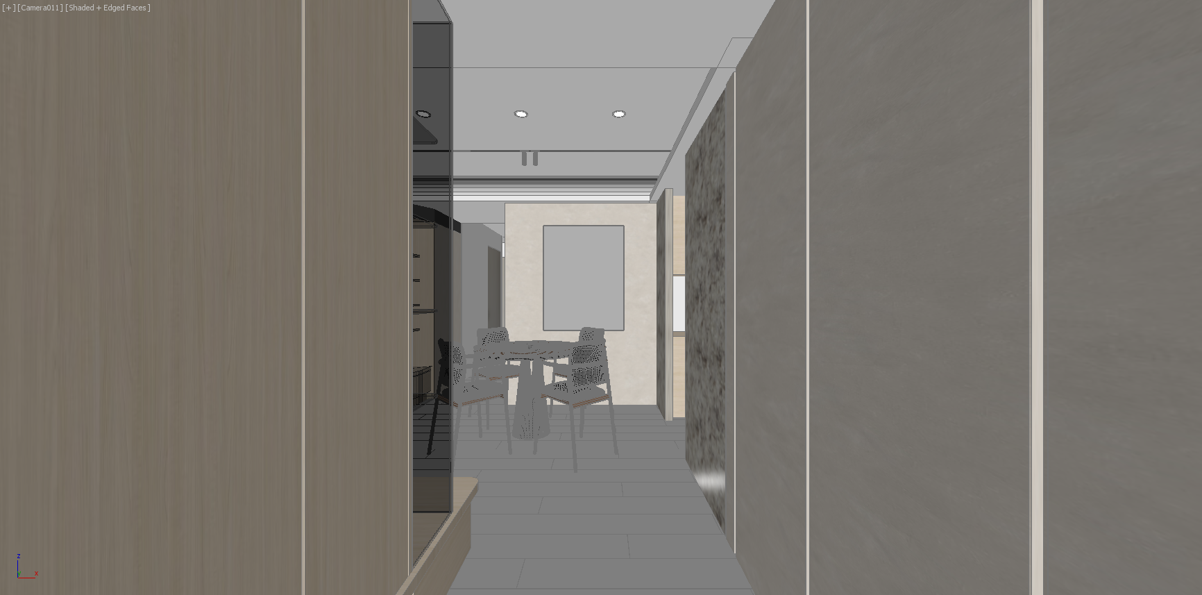 琢木室內裝修 3D貼圖模擬 客廳材質研究 石材塗料木皮比例配置