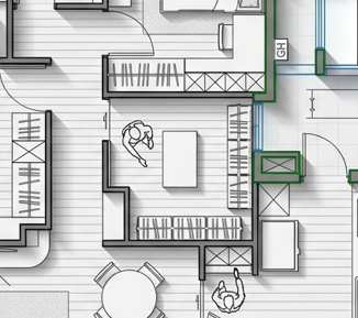 琢木室內裝修 30坪三房小臥室現況平面 規劃為更衣室預留未來房間轉換可能
